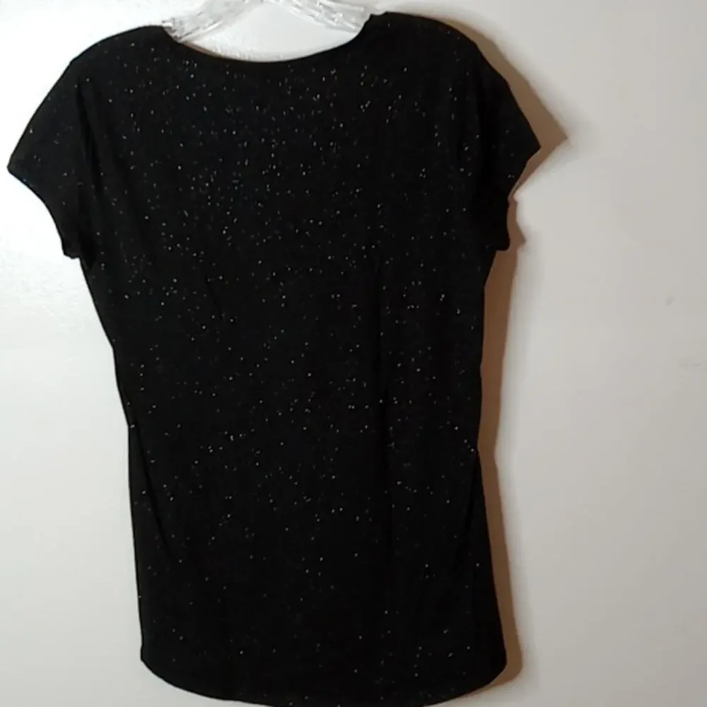 Justice Girl's Black Smile more size 18 short sleeve Sparkle t-shirt.Comfortable